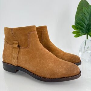 Franco Sarto Womens Malina Ankle Boots Booties Tan Brown Suede Zip Block 11 M